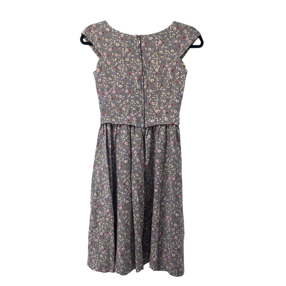 BGL Dress Women's 100% Linen Floral Gray Pockets - Picture 2 of 5